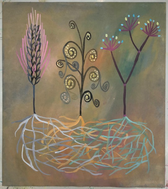 Marta Marce: Seeds growing (roots interconnected), 2021 Japanese Rice Papers